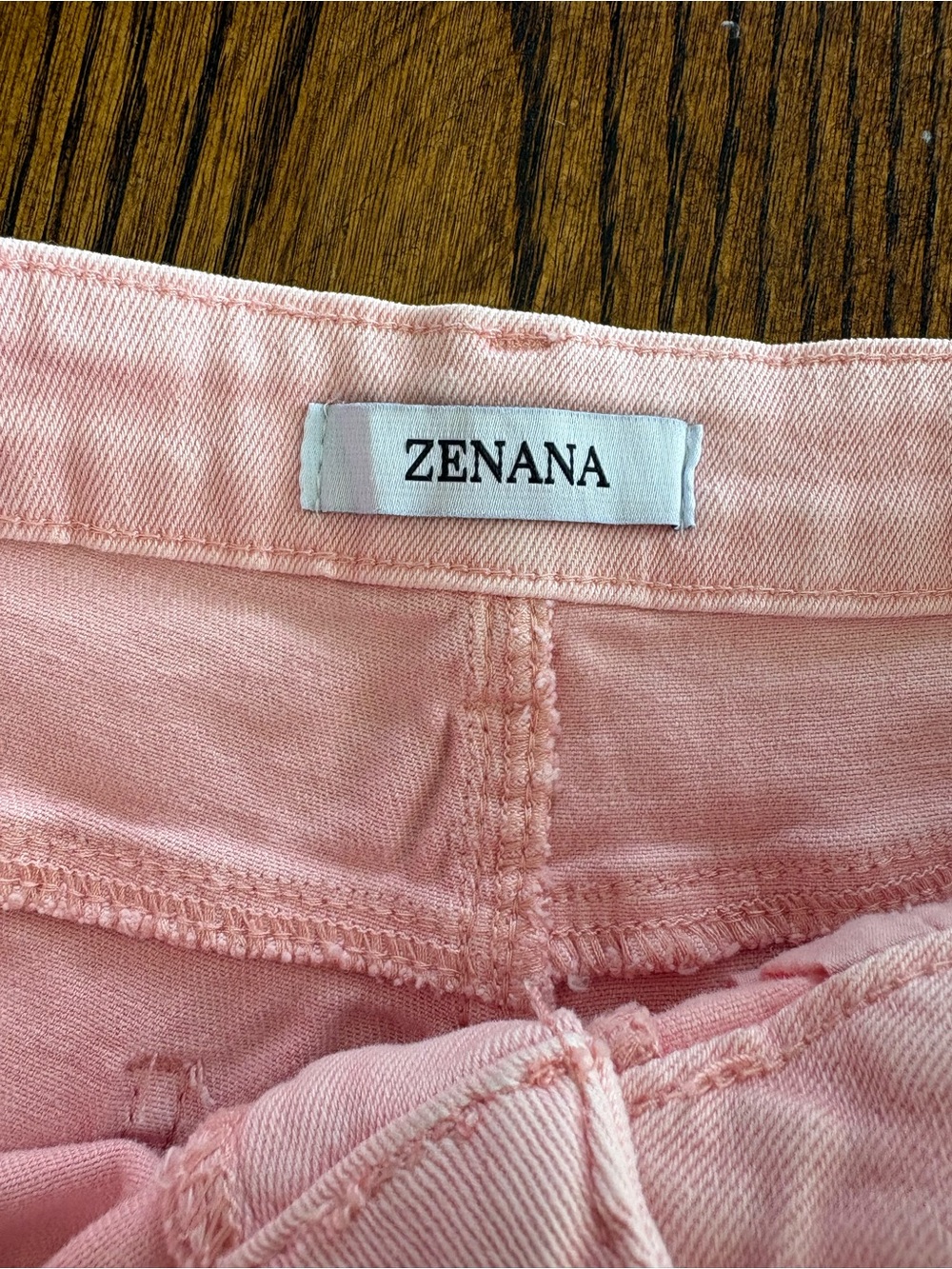 Zenana Wide Leg Raw Hem Dusty Pink Jeans Large Girly High Waist Measures 30x29 - Picture 4 of 14